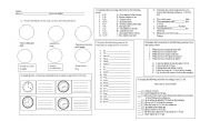 English Worksheet: telling time and a mix of exercises