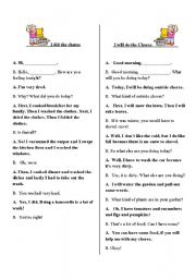 English Worksheet: Practicing Conversations about Chores