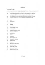 English worksheet: list of words for making sentences