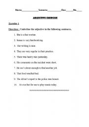 English worksheet: Adjective Exercise