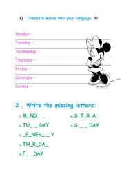 English worksheet: Days of the week