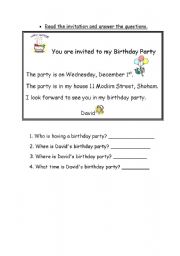 A birthday Invitation +short Unseen