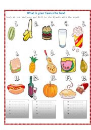 English Worksheet: what is your favourit food?