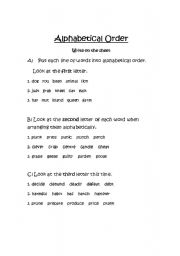 English worksheet: Alphabetical Order