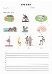 English worksheet: SPORTS