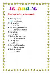 English Worksheet: is and s