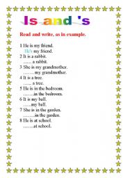 English worksheet: is and s