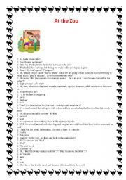 English worksheet: Dialogue - At the zoo