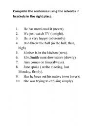English Worksheet: Adverbs of Time