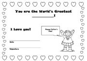 English Worksheet: Fathers Day Award