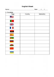 English Worksheet: Nationalities