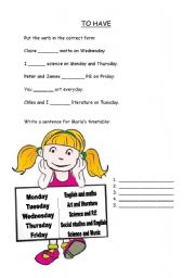 English Worksheet: to have