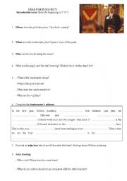 English Worksheet: Dead Poets Society: Introduction scene