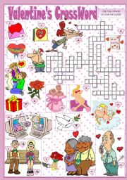 English Worksheet: VALENTINES CROSSWORD