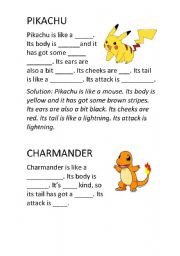 English Worksheet: Pokemon project