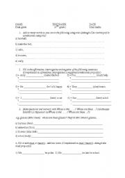 English Worksheet: Elementary test