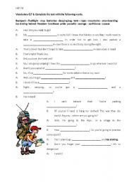 English worksheet: vocabulary about mountain sports.