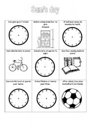 English Worksheet: Daily routine/Time storyboard, speaking, writing, lesson plan *5 pages*
