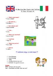 English worksheet: Meeting New People And Talking To Your Friends - English and Italian