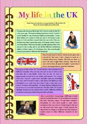 English Worksheet: Reading - my life in the UK