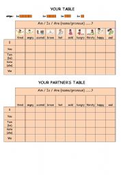 English Worksheet: battleships - to be + feelings