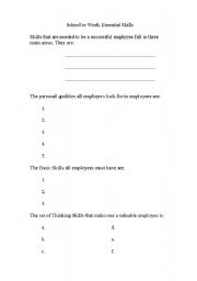 English Worksheet: School to Work video worksheet