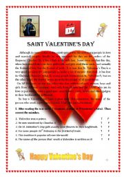 English Worksheet: St. Valentines Day