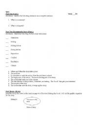 English Worksheet: Elements of a Story Quiz/ Worksheet