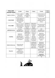 English worksheet: Moby Dick Journal Rubric