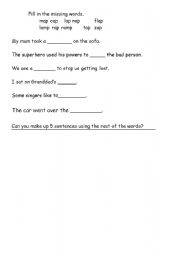 English Worksheet: missing word
