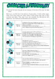 English Worksheet: character and personality