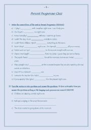 English Worksheet: Present Progressive Quiz