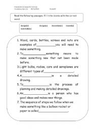 English worksheet: Vocabulary Quiz