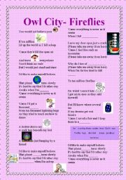 English Worksheet: fireflies listening comprehension