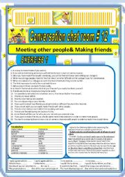 English Worksheet: Converstaion Chat room #12 Making Friends
