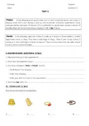 English Worksheet: Short texts  about shopping with some comprehension questions and grammar ( comparatives+pronouns)