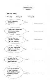 English Worksheet: Cartoon Handout Shrek the Halls