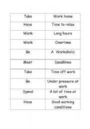 English worksheet: Work Collocations Domino Game