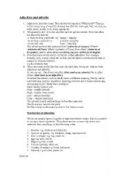 English worksheet: Adjectives and Adverbs explained 