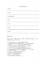 English worksheet: Vocabulary Words 1