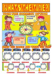 English Worksheet: WHATS THE TIME? PART 1