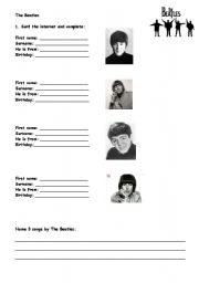 English Worksheet: THE BEATLES  - Hello, Goodbye!  ACTIVITIES and SONG