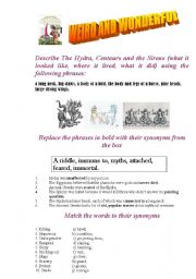 English Worksheet: Weird and wonderful / Mythical creatures