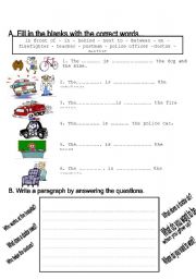 English Worksheet: jobs worksheet grade 2