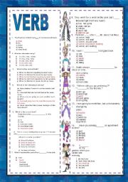 English Worksheet: REVIEW 6 - VERB 2 WITH KEYS