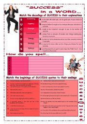 English Worksheet: SUCCESS (3 pages with answers)