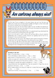 English Worksheet: Are cartoons always nice? � comprehension, grammar (past perfect � rules, examples, exercises), suggestion of oral activities [3 tasks + 6 suggestions] KEYS INCLUDED ((3 pages)) ***editable