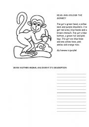 English Worksheet: COLOUR THE MONKEY