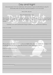 English Worksheet: Pixars Day and Night - Thinking About the Message