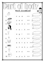 English Worksheet: Part of body